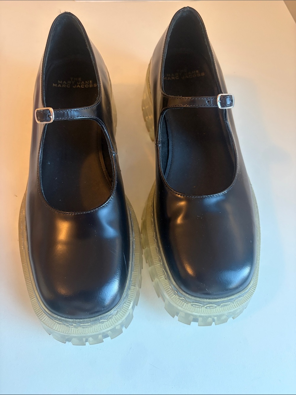 Marc Jacobs Black Mary Jane Platform Stomper Shoes with Translucent Sole